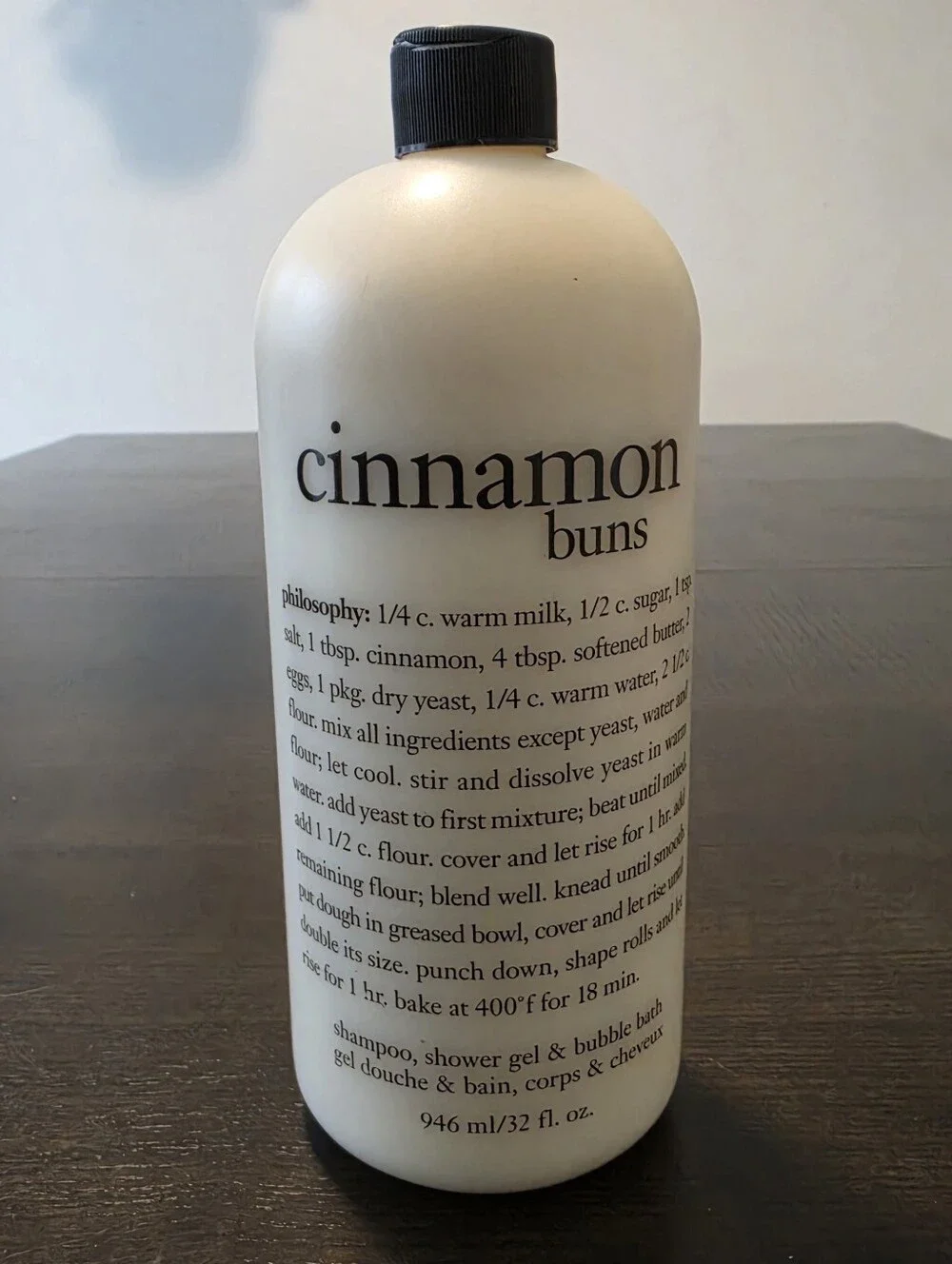 Philosophy Cinnamon Buns 3in1 Shampoo Shower Gel Bubble Bath 32oz (FLAW)